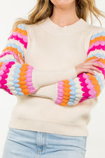 Rib It Pattern Sleeve Sweater