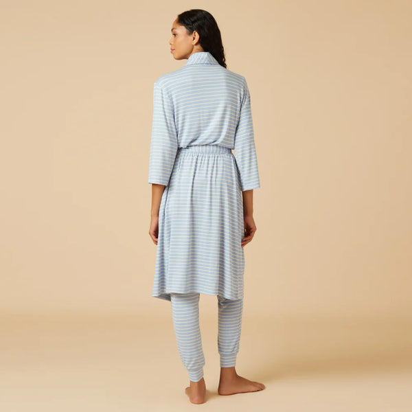Dream Shawl Collar Robe - Sky Blue Stripe