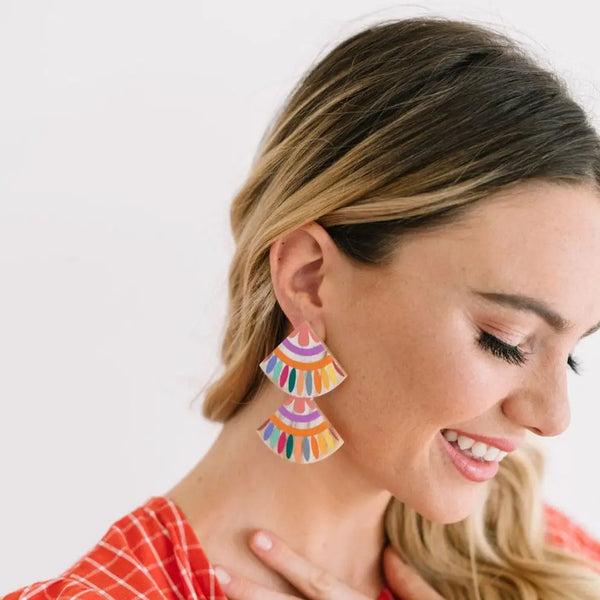 Rainbow Double Tile Earrings
