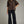 Brown Short Sleeve Top w Split V-Neck & Contrast Stitch detail
