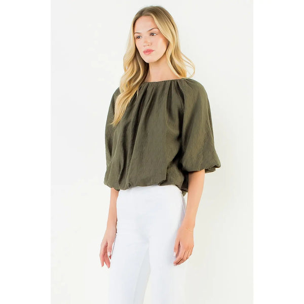 Short Sleeve Olive Loose Top