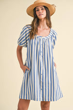 Stripe Denim Button Down Mini Dress