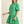Stripe Green Puffed Sleeve Mini Dress