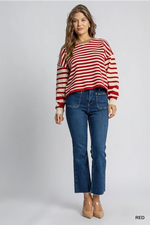 Red Striped Pullover Sweater