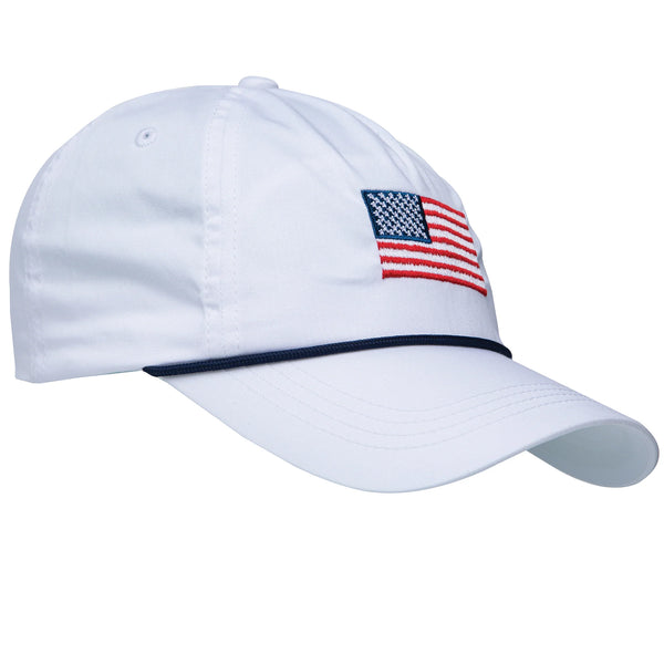 American Flag Rope Hat - White Hat / Navy Rope
