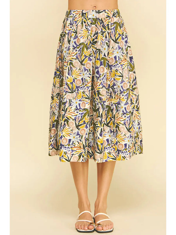 Floral Print A-Line Skirts Purple Multi