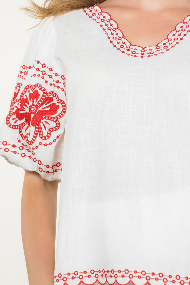 Embroidered Puff Sleeve Top