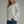 Grey Stripe Long Sleeve Sweater w Contrast Ribbed Trim Neck