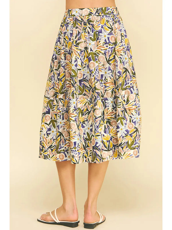 Floral Print A-Line Skirts Purple Multi
