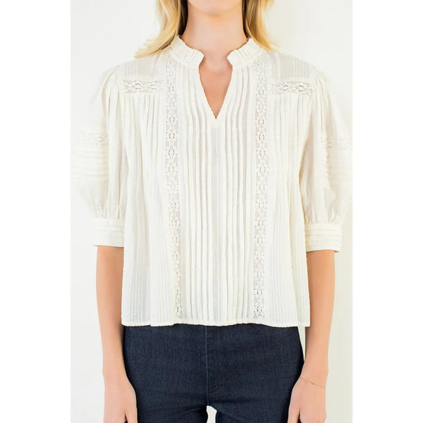 Puff Sleeve Cream Peasant Top