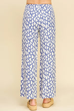 Printed Wide Leg Pants - Blue