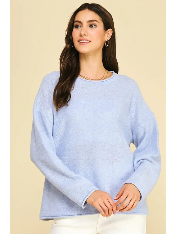 Light Blue Soft Textured Knit Sweater