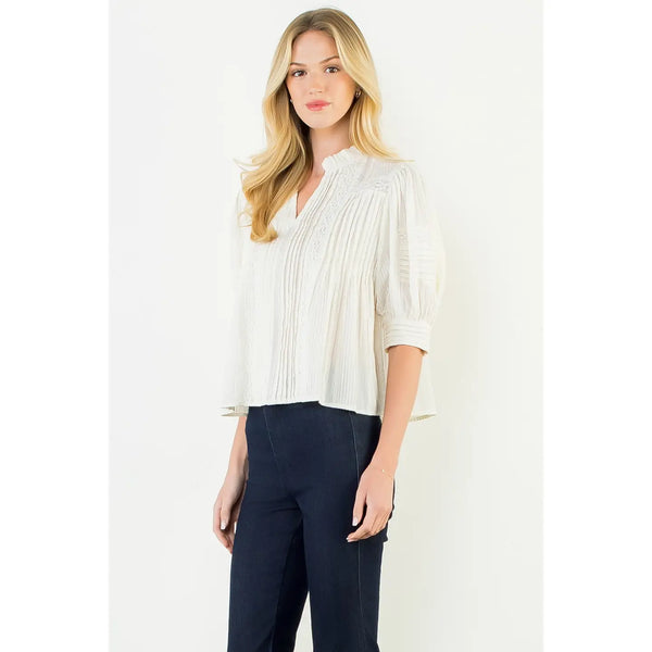 Puff Sleeve Cream Peasant Top