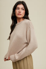 Stone Drop Shoulder Crop Knit Sweater