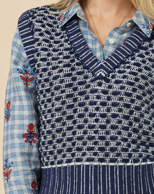 Molly Sweater Vest Indigo Jacquard