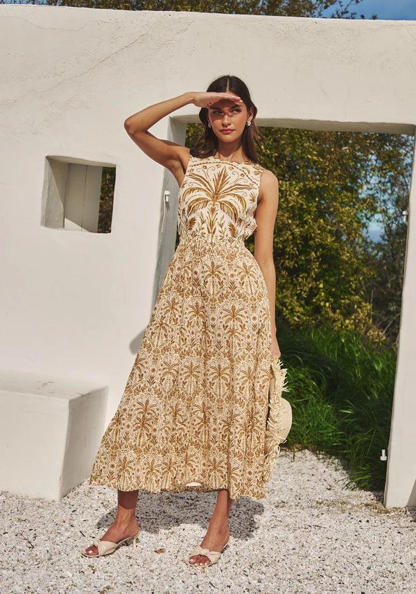 Calina Tropical Jivie Tiered Maxi Dress