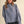 Denim Button Down Top w Ruffle Mock Neckline