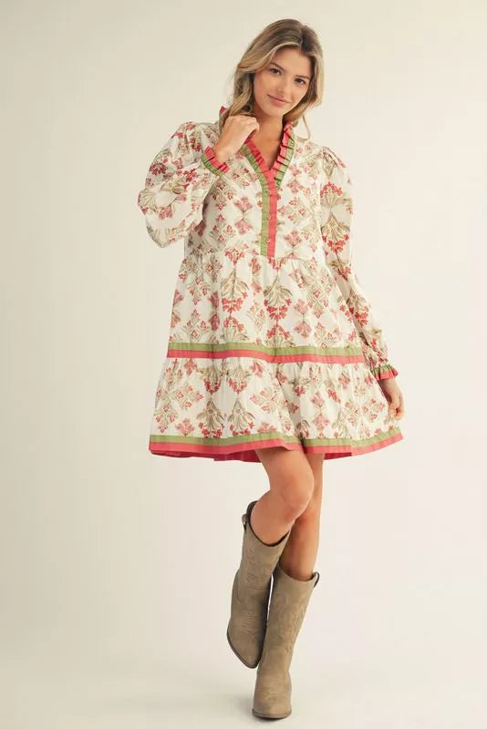 Marsala Floral Tiered Dress