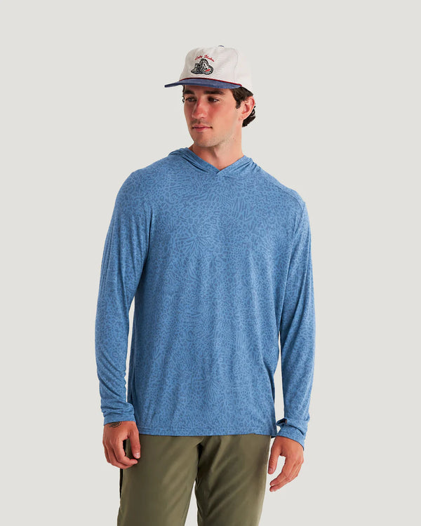 Men's Bamboo Shade Hoodie - Drifter Print Windward Blue