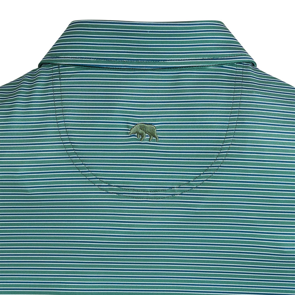 Trophy Stripe Performance Pique Polo - Smoke Pine