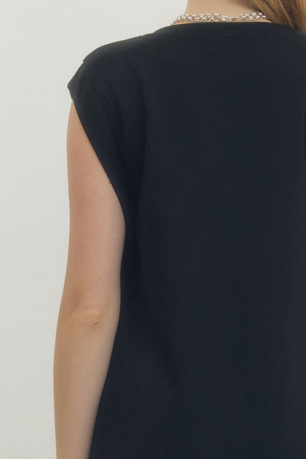 Solid Black Jersey Knit Pullover Midi Dress