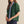 Green Puff Sleeve Top w Contrast Collar and Front Trim