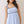 Contrast Trim Detail Empire Waist Blue Midi Dress