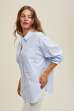 Multi-Stripe Button Up Shirt Blue/White