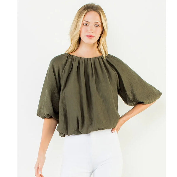 Short Sleeve Olive Loose Top