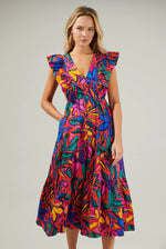 Rainbow Tropics Poplin Midi Dress