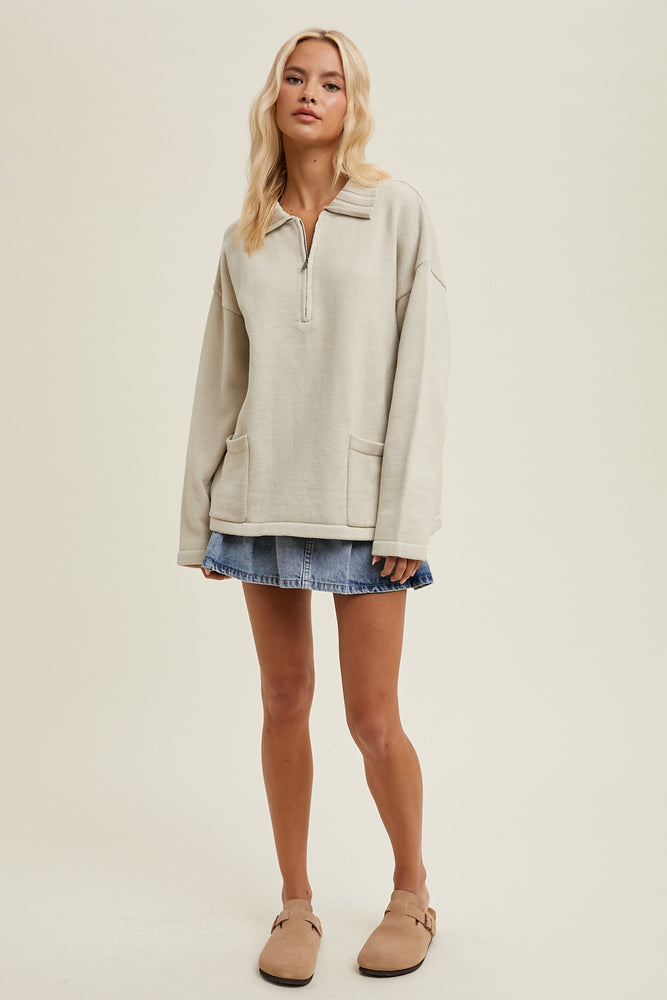 Half Zip Sweater Oyster