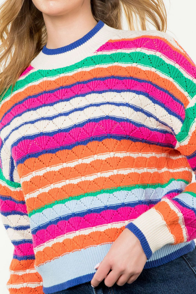 Long Sleeve Multi Color Knit Sweater