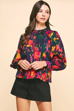 Print China Collar Blouse