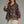 Brown Floral Print Poncho Sleeve Top w Self-Tie Front Detail