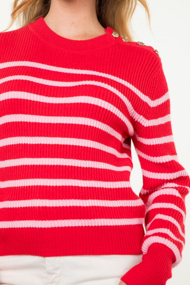 Red Striped Knit Sweater