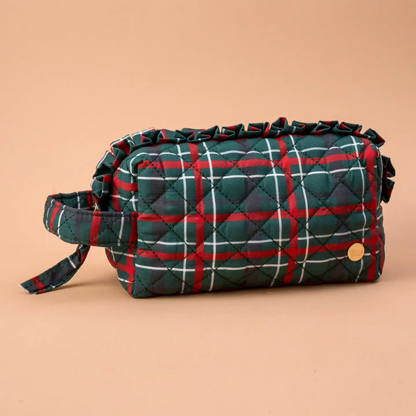 Essentials Quilted Cosmetic Pouch-Evergreen Plaid