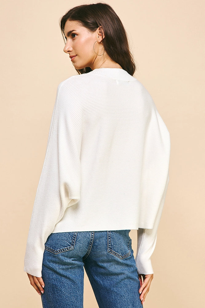 Dolman Sleeves Sweater Top - Off White