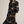 Black Floral Embroidered Puff Sleeve Midi Dress
