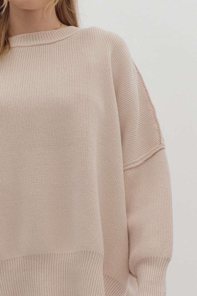 Oversized Knit Sweater: Almond