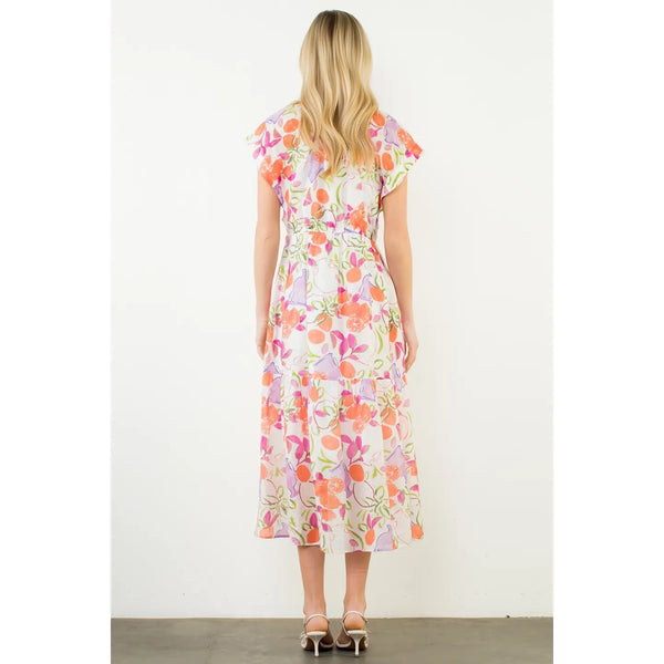 Short Sleeve Floral Patterned Dress