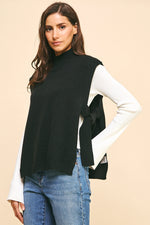 Side Tied Sweater Vest - Black