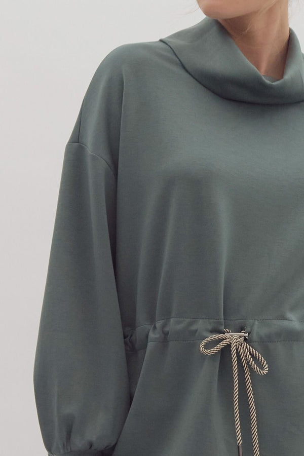 Forest Green Long Sleeve Tunic w Funnel Neck