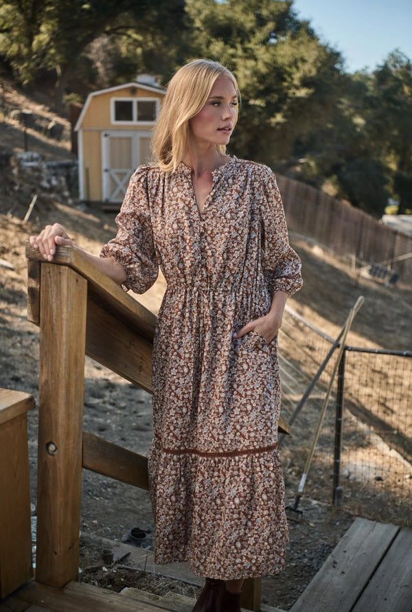 Ramsey Ditsy Harmy Drawstring Midi Dress