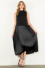 Pleated Skirt Dress - Black