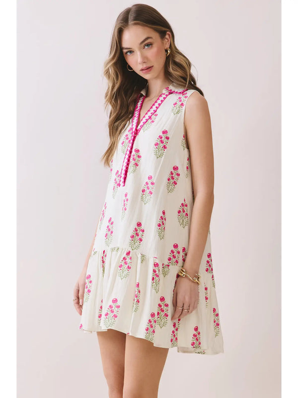 Floral Print Sleeveless Tiered Babydoll Dress