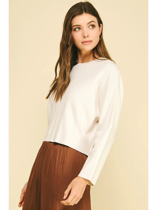 Wide Sleeve Sweater with Gathered Back Detail