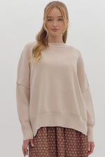 Oversized Knit Sweater: Almond