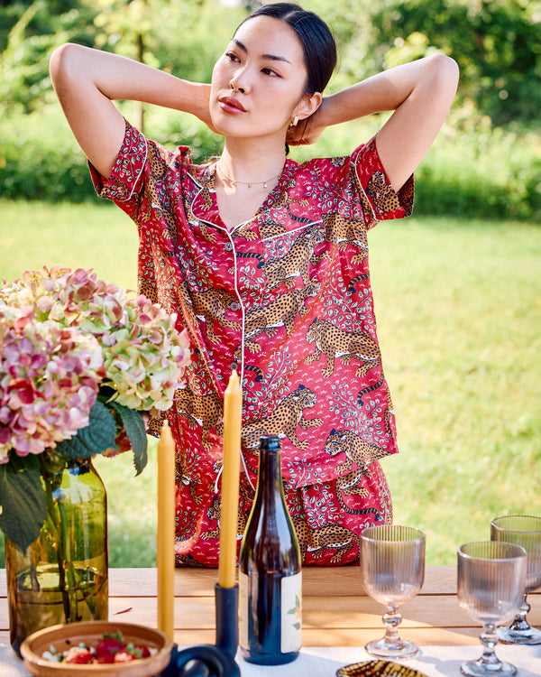 Satin Short Set in Bagheera