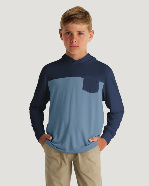 Youth Colorblock Bamboo Shade Hoodie - True Navy / Blue Fog
