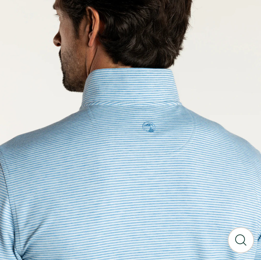 Wakeman Stripe Performance 1/4 Zip Pullover: Lure Blue Heather